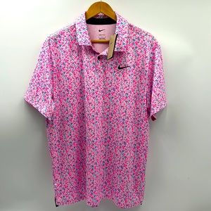 NIKE DRI-FIT CAMO STRETCH POLO MENS SIZE LARGE GOLF POLO PINK BLUE CAMO NEW